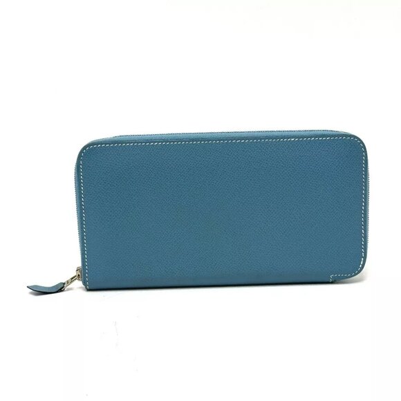HERMES Asap Long Classic Round Wallet Long Wallet Epsom Blue gene - Picture 2 of 14